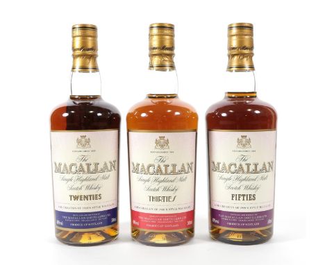 The Macallan Single Highland Malt Scotch Whisky Part 'Decades Collection' - Twenties, Thirties and Fifties, distilled as re-c