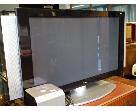 A Pioneer Plasma display television model POP-434PE screen size 43 inches and a Dell bass woofer speaker