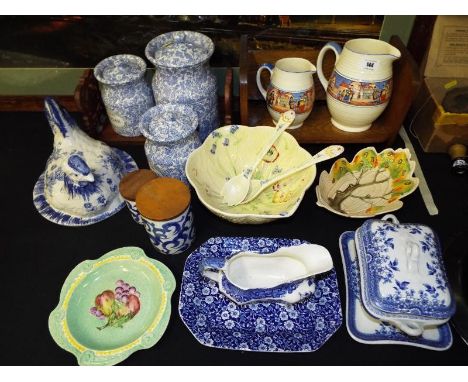 A good mixed lot of predominantly ceramics to include Carlton ware, Burleigh ware, Burgess Middleport pottery, Staffordshire,