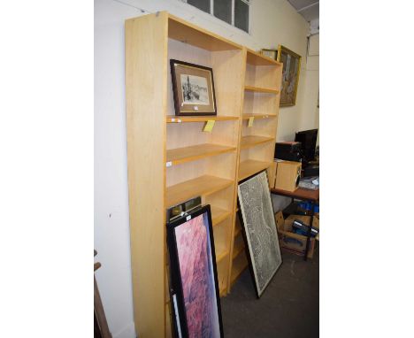 PAIR OF MODERN LIGHT WOOD FINISH BOOKCASE CABINETS