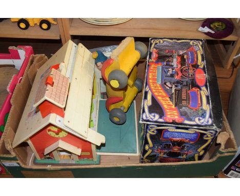 FISHER PRICE PLAY FAMILY SCHOOL, RUBBER NODDY MODEL AND A DE LUXE MUSICAL TRAIN