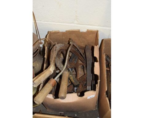 QUANTITY OF TOOLS TO INCLUDE HAND SCYTHES, HAND DRILLS ETC