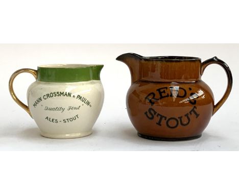 Brewery interest: a 'Reid's Stout', Watney Combe Reid &amp; Co. Ltd, Stag Brewery glazed jug, by James Green &amp; Nephew Ltd