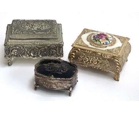 A small tortoiseshell and silver dressing table box by Mappin &amp; Webb, Birmingham 1910, 6.5cmW; together with two decorati