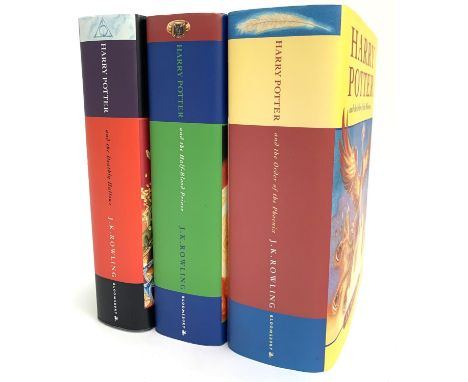 Rowling, JK, three first edition Harry Potter hardbacks; 'Order of the Phoenix', 'Deathly Hallows' and 'The Half Blood Prince