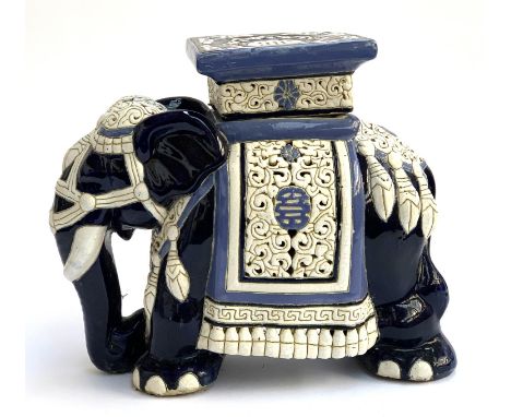 A very large ceramic elephant pot stand, approx. 43.5cmH 