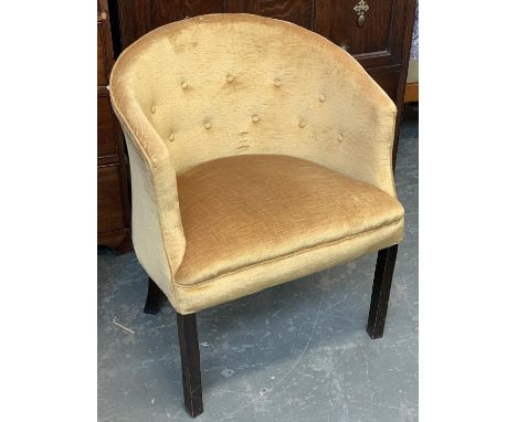 A button back tub chair; 19th century side chair with drop in seat; and caned occasional chair 