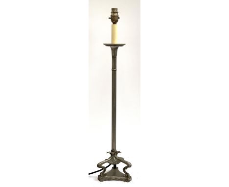 A Jugendstil style metal table lamp, 72cmH 