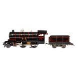 JEP 1-B Dampflok, Spur 0, elektr., schwarz, mit Tender und 1 el. bel. Stirnlampe, LS und