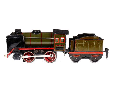 Märklin B-Dampflok R 12880, Spur 0, elektr., olivgrün/schwarz, mit Tender, gW und 1 el. bel. Stirnlampe, Führerhausdach nachl