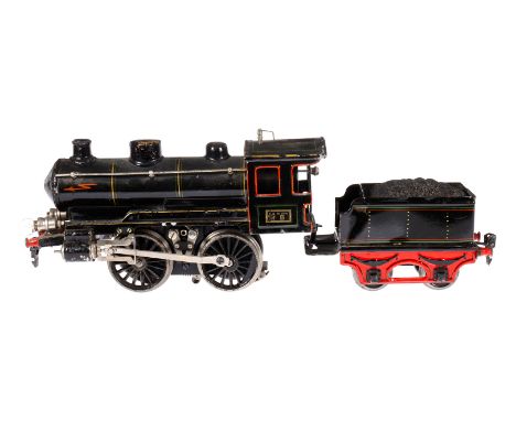 Märklin B-Dampflok R 65/13021, Spur 1, elektr., schwarz, mit Tender und 2 el. bel. Stirnlampen, fremd verkabelt, Dome, Kessel