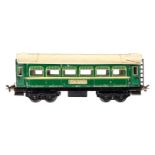 Bub Personenwagen, Spur 0, grün, mit Gussrädern, LS und Alterungsspuren, L 30, Z 3