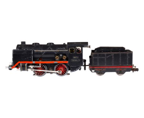 Märklin B-Dampflok R 800, Spur H0, Guss, schwarz, mit Blechtender und 2 el. bel. Stirnlampen, LS und gealterter Lack, Z 3
