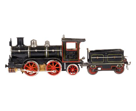 Märklin B-1 Dampflok 1021 H, Spur 1, uralt, Uhrwerk intakt, mit Tender, 3 imit. Stirnlampen, Bremse, v+r, langsam und schnell