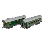 Kraus/Fandor Personen- und Gepäckwagen, Spur 0, grün, LS, L 31,5, Z 3
