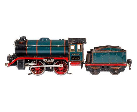 Märklin B-Dampflok R 66/12910, Spur 0, elektr., blau/schwarz, mit Tender und 2 el. bel. Stirnlampen, NV, zum Herrichten