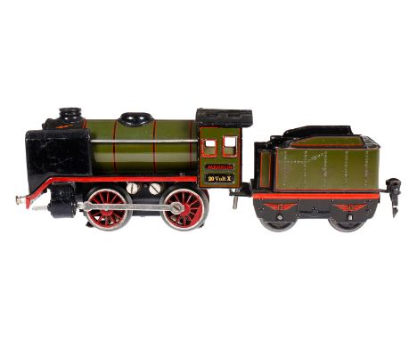 Märklin B-Dampflok R 12880, Spur 0, elektr., olivgrün/schwarz, mit Tender, gW und 1 el. bel. Stirnlampe, LS tw ausgeb., gealt