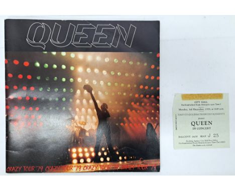 Quuen Crazy Tour 1979 Programme with original ticket. Conditions appear Good to Good Plus. See photo.