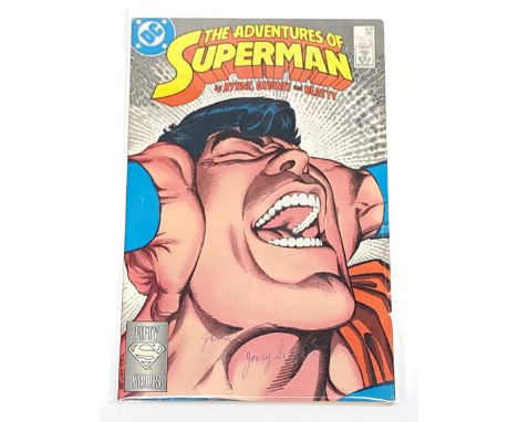 DC Comics The Adventures of Superman #438 signed by Superman Co-creator Jerry Siegel. &nbsp;Includes&nbsp;Certificate&nbsp;of