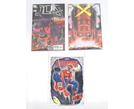 DC, Marvel &amp; Dynamic Forces Signed Comic &amp; Spider-man Art Print. &nbsp;Includes JLA Classified signed by Warren Ellis