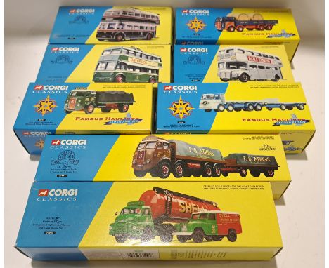 Corgi, a boxed Group of Commercial Vehicles. Includes 31005 Shell/BP Bedford S Type Articulated Cylindrical Tanker and Land R