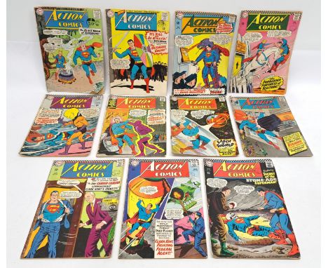 DC Action Comics, Superman related Comics. &nbsp;Includes #340 First Appearance of Parasite. &nbsp;Silver Age, an unbagged gr