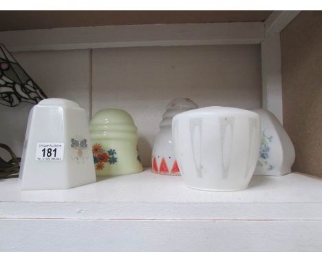 5 vintage glass lamp shades