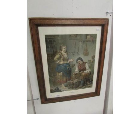 A framed and glazed print entitled 'Not worth a patch'