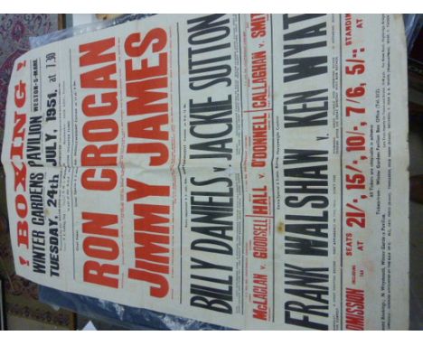 Boxing Poster - Vintage poster advertising Winter Gardens Weston Super Mare featuring Ron Crogan v Jimmy James