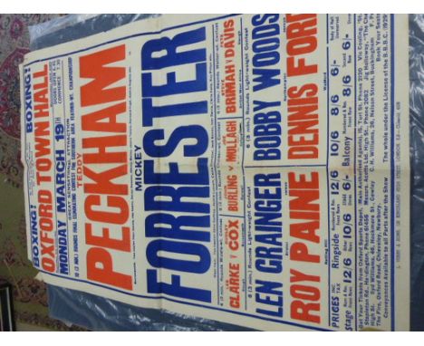 Boxing Poster - Vintage poster advertising Oxford Town Hall featuring Teddy Peckham v Mickey Forrester