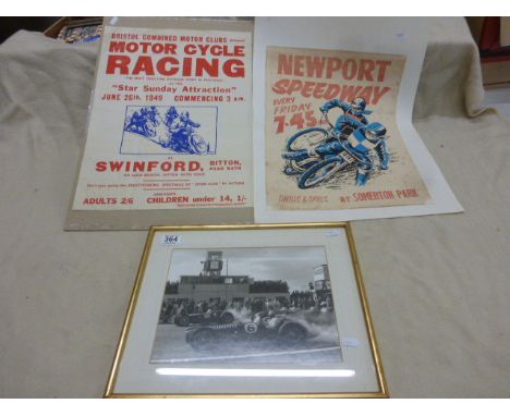 Motorsport/motorcycling - a framed and glazed modern photo of J Gonzalez and R Parnell at the start at Goodwood 1952, a poste