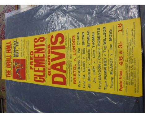 Boxing Poster - Vintage poster advertising The Drill Hall Old Market Street Bristol event featuring Fred Clements v George Da
