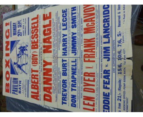 Boxing Poster - Large vintage poster advertising Bath Pavillion event featuring Albert Bessell v Danny Nagle
