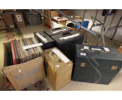 Vinyl - 78s - A substantial collection of 10 and 12 inch 78s in 5 vintage record boxes covering a wide range of genres includ
