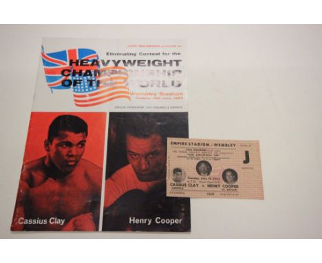 Boxing programme/ticket -Heavyweight Championship of the World Cassius Clay v Henry Cooper at Wembley 18th June 1963 ticket a