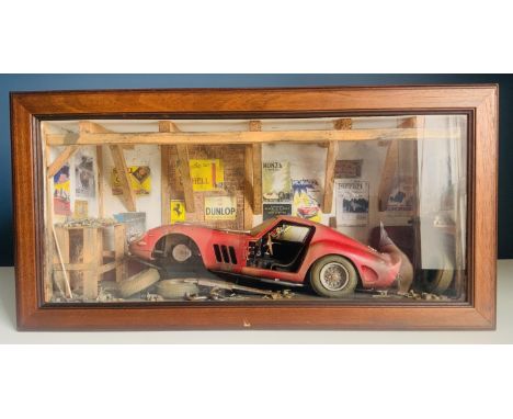 Picture frame scene diorama based on a 1/18 scale 1962 Ferrari 250GTO.Ferrari 250 GTO Picture Frame Diorama, complete with it