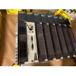 AEG Modicon 140 CPS 111 00 Rack, w/ (8) Assorted Controllers; (1) Model 140 CPS 111 00, (1) Model 14