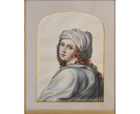 A 19th century framed and glazed watercolour, portrait study. H.34 W.29cm 