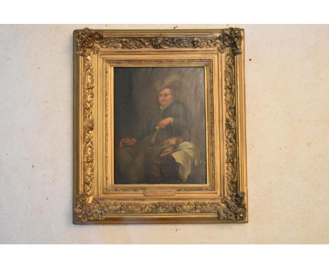 After David Teniers (1610-1694), a gilt framed oil on panel, portrait of a lady, bears plaque. H.51 W.46cm 