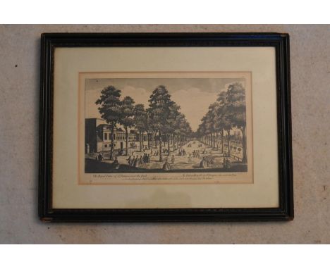 A 19th century print, 'Royal Palace next to St James's Park', London printed for R. Sayer Map and Printseller at the Golden B