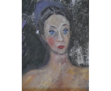 A gilt framed and glazed oil on canvas laid on board, female portrait, unsigned. H.51 W.40cm 
