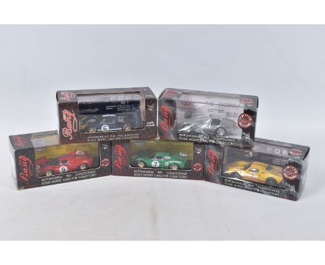 FIVE BOXED BANG MODEL CARS, to include a 1:43 scale Ford MKii 'Le Mans 1966' A Bianchi no.6, item no. 7190, a Ford AC Cobra S