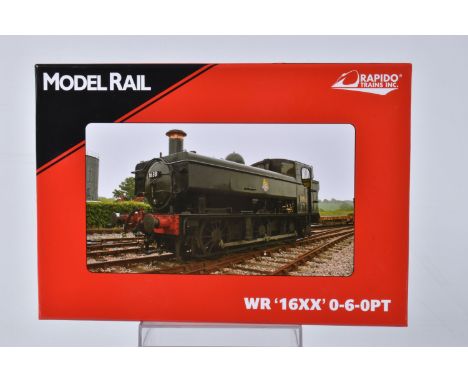 A BOXED MODEL RAIL/RAPIDO OO GAUGE LOCOMOTIVE,  Class 16XX Steam Locomotive, No. 1629,  BR Black early emblem Busby Chimney (
