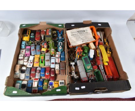 A QUANTITY OF UNBOXED AND ASSORTED PLAYWORN DIECAST VEHICLES, to include a number of film and TV related vehicles (Dinky U.F.