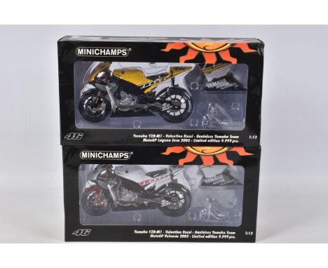 TWO BOXED MINICHAMPS 1:12 SCALE VALENTINO ROSSI MODEL MOTORCYCLES, the first a Yamaha YZR-M1 Gauloises Yamaha Team MotoGP Val