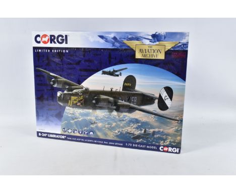 A BOXED CORGI B-24 LIBERATOR MODEL PLANE SCALE 1:72, numbered AA34018, painted green with G+ to the tail and a star to the wi