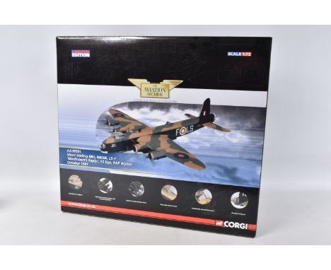 A BOXED CORGI SHORT STIRLING MK1 MODEL PLANE SCALE 1:72, numbered AA39501, painted green and brown camo, appears in new condi