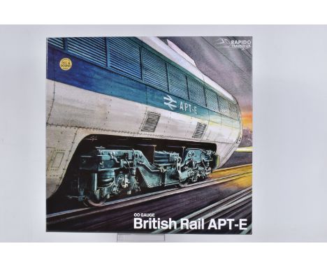A BOXED RAPIDO TRAINS OO GAUGE ADVANCED PASSENGER TRAIN, British Rail APT -E,  4 Car Set with DCC sound fitted, Silver/Blue L