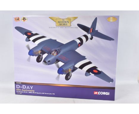 A BOXED LIMITED EDITION CORGI AVIATION ARCHIVE 1:32 D-DAY 60TH ANNIVERSARY DH MOSQUITO PR XVI, numbered AA34602, appears in n