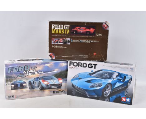 THREE BOXED UNBUILT MODEL RACECAR KITS, to include a Union model Memorial Collection Ford GT Mark IV 1:25 scale, no. MC08-150